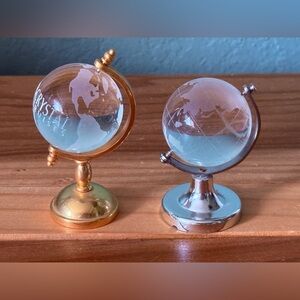 Vintage Gold Crystal Globe 3” Crystal Cruises Collectible + Gift Mini Globe 2.5”